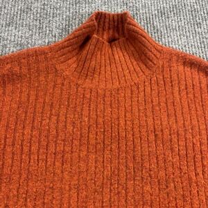 LOFT Ribbed Mock Neck Sweater Womens Small Rust Orange Drop Shoulder 0769